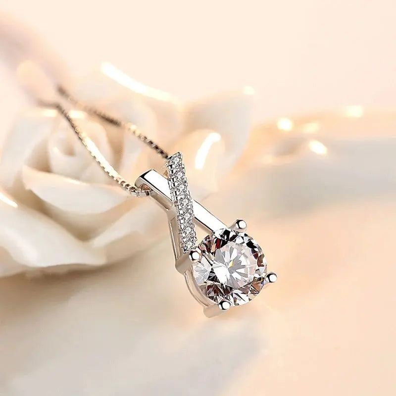 Ermania - Sterling Silver Luxury Zircon X-Shape Necklace - Ermania