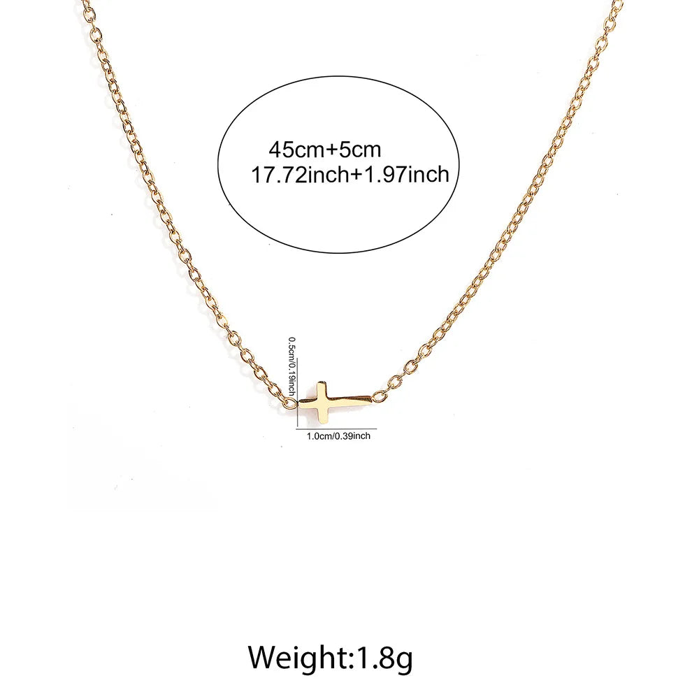 Stainless Steel Delicate Vintage Cross Pendant Necklace
