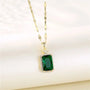 Ermania - Green Zircon Crystal Pendant Stainless Steel Necklaces - Ermania