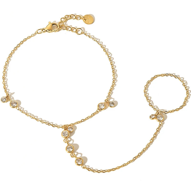 Ermania - 14K Yellow Gold Plated Stainless Steel Hand Chains Bracelet