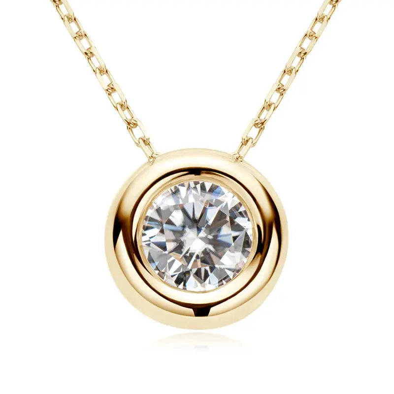 Ermania - Round Bezel Moissanite Pendant Necklace - Ermania