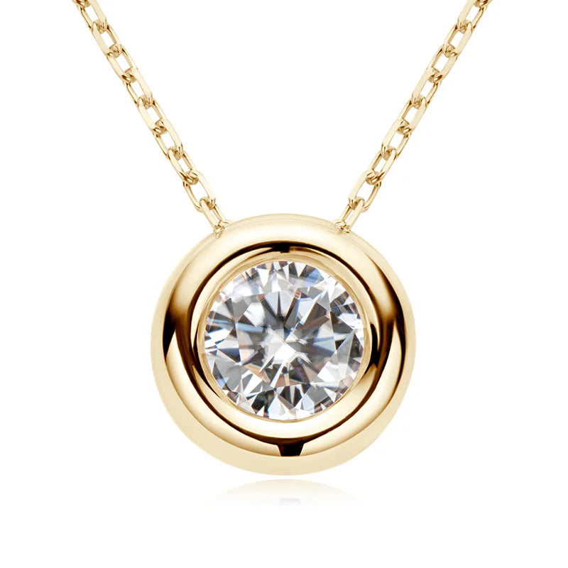 Ermania - Round Bezel Moissanite Pendant Necklace