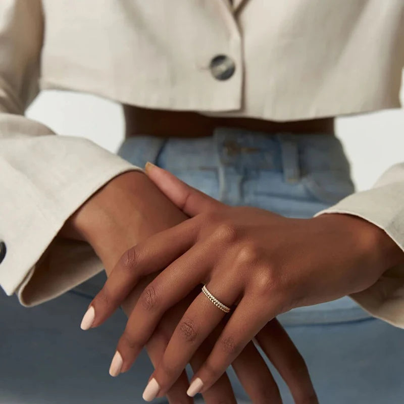 Ermania - Moissanite Double-ring Engagement Rings 925 Sterling Silver