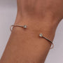 Ermane - Moissanite Bangle Cuff Real 925 Sterling Silver Bracelet - Ermania