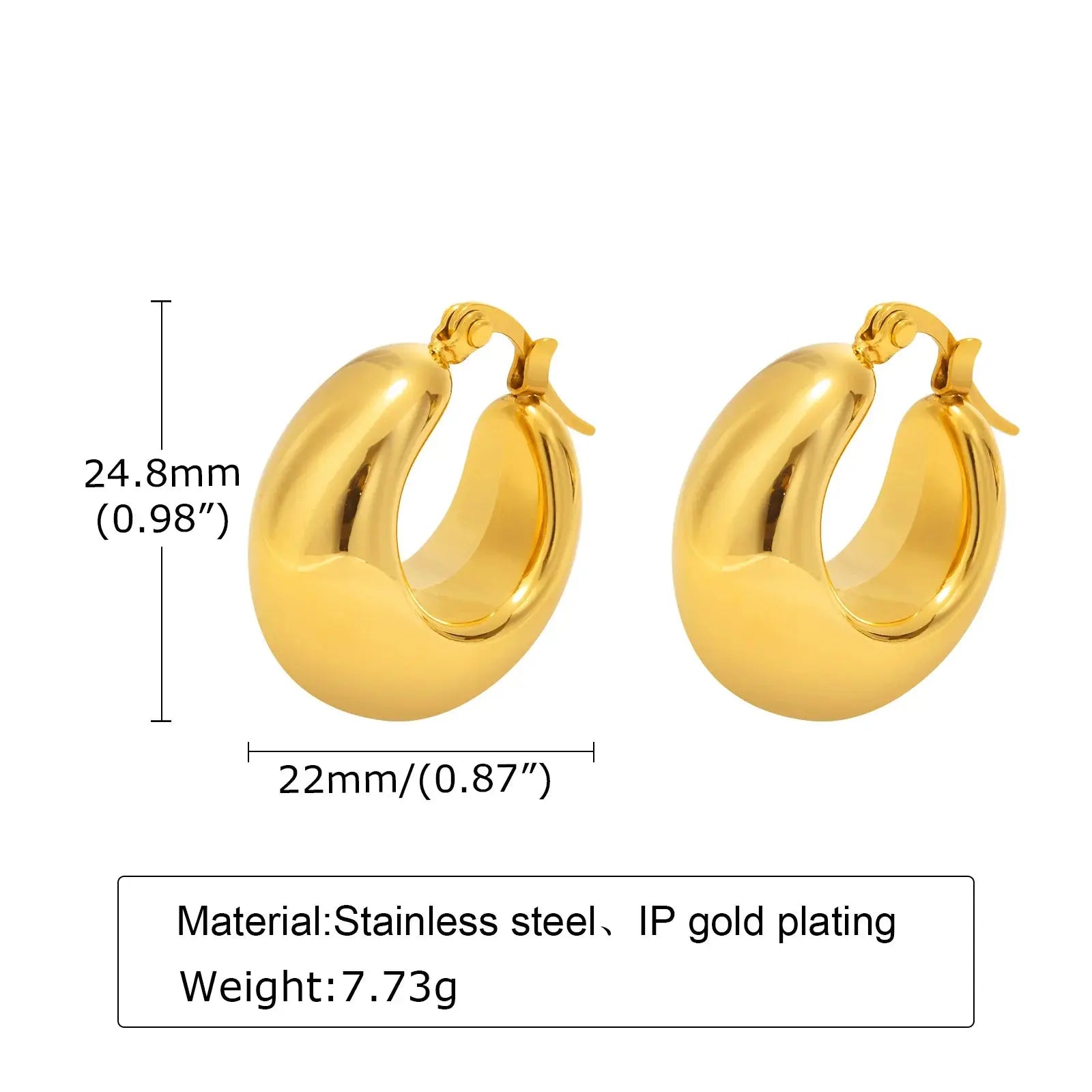 Ermania - Trendy Chunky Stainless Steel Hoop Earrings - Ermania