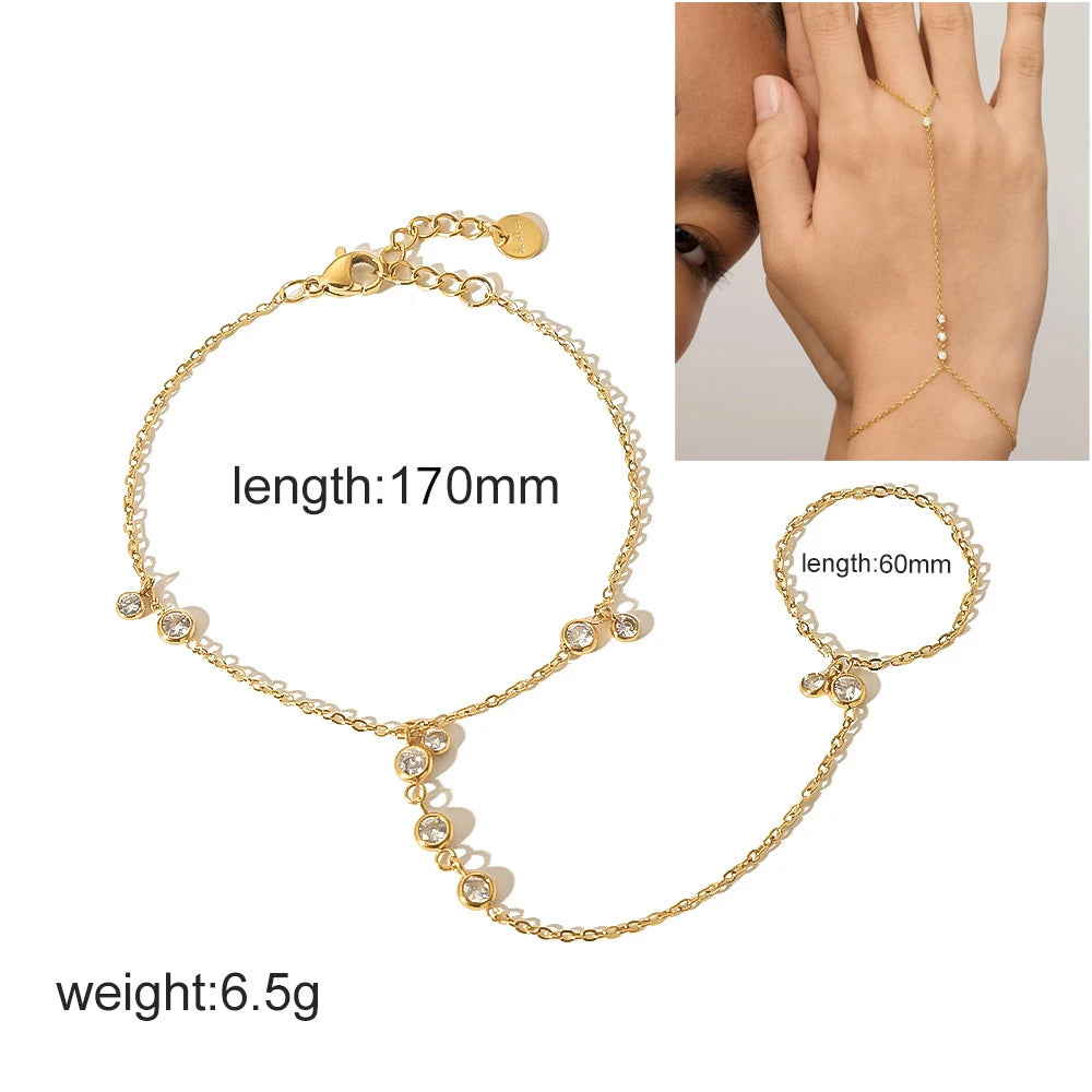 Ermania - 14K Yellow Gold Plated Stainless Steel Hand Chains Bracelet
