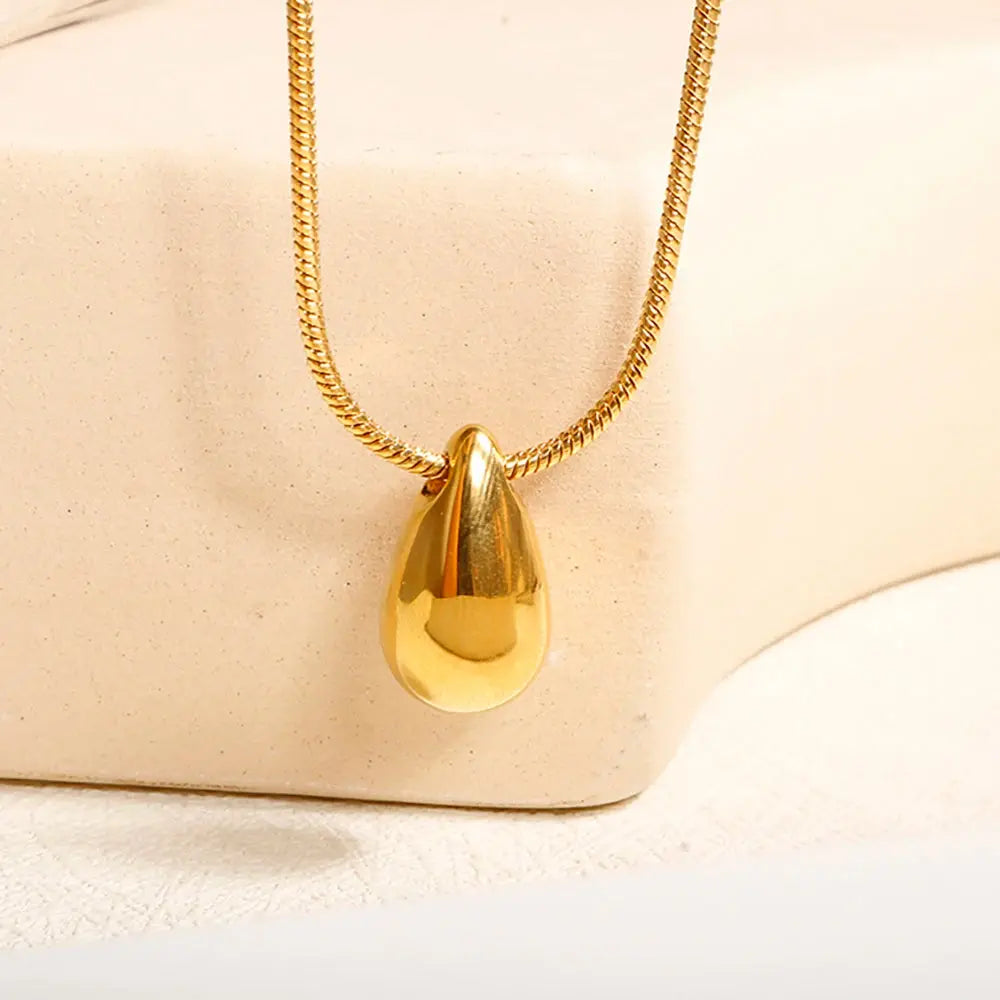 Ermane - JOVO Water Droplet Pendant Necklace Gold 18 K Plated - Ermania
