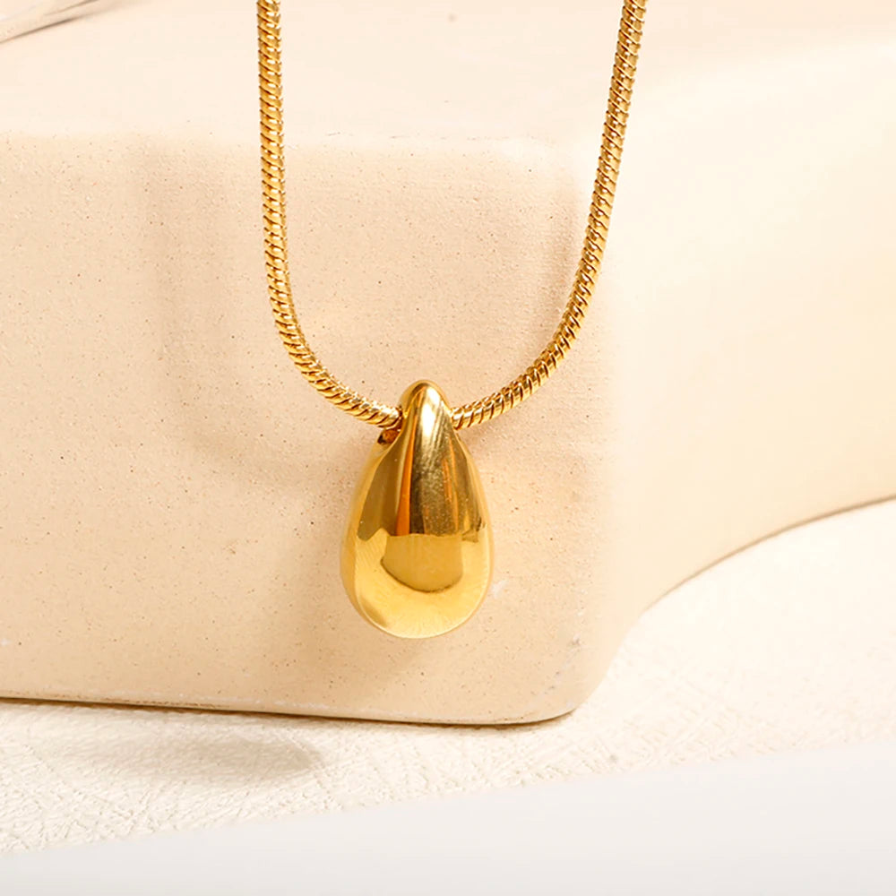Ermane - JOVO Water Droplet Pendant Necklace Gold 18 K Plated