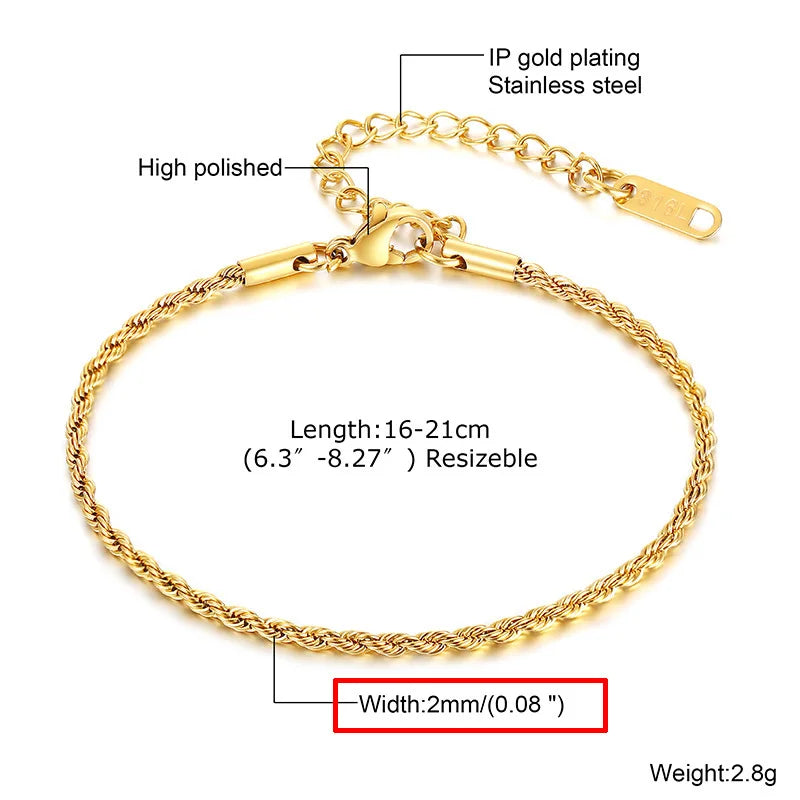 Bracelet, Stainless Steel 18K Gold Plated