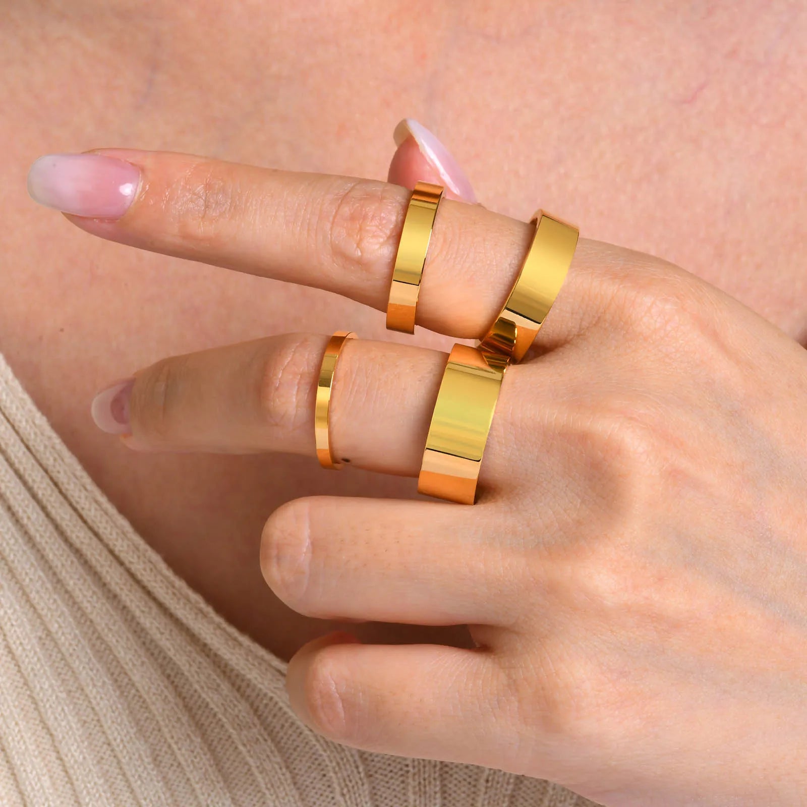 Ermania - 18k Gold Plated Stainless Steel Ring