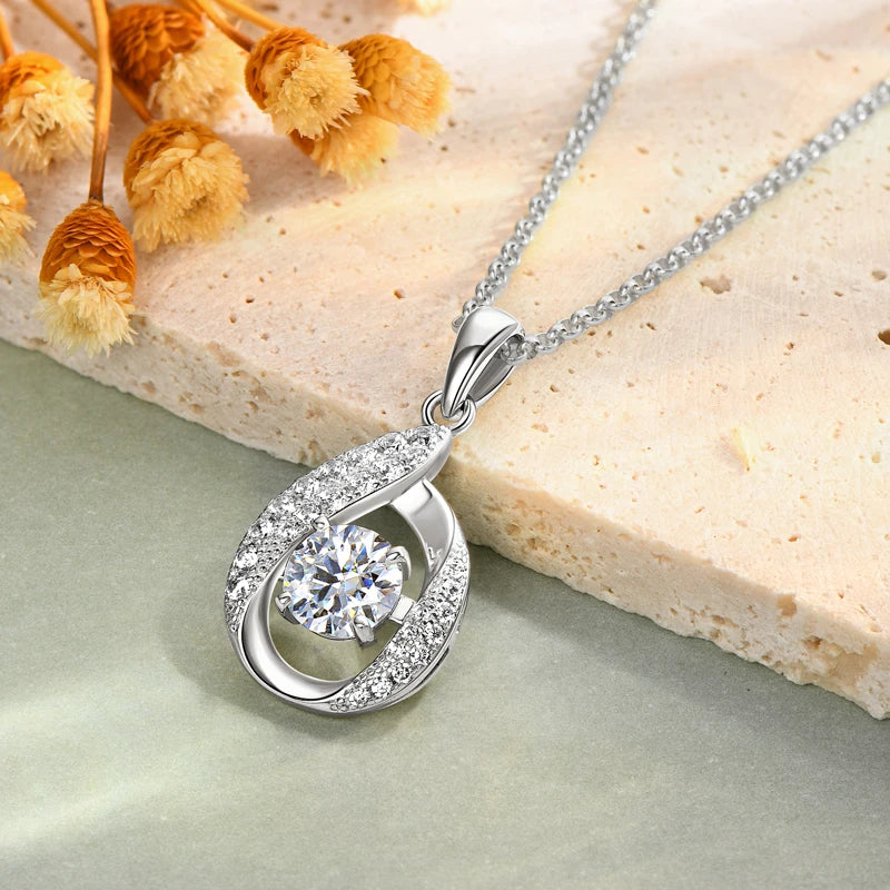 Ermania - Moissanite Pandent Necklace with Certified 6.5mm Lab Diamond