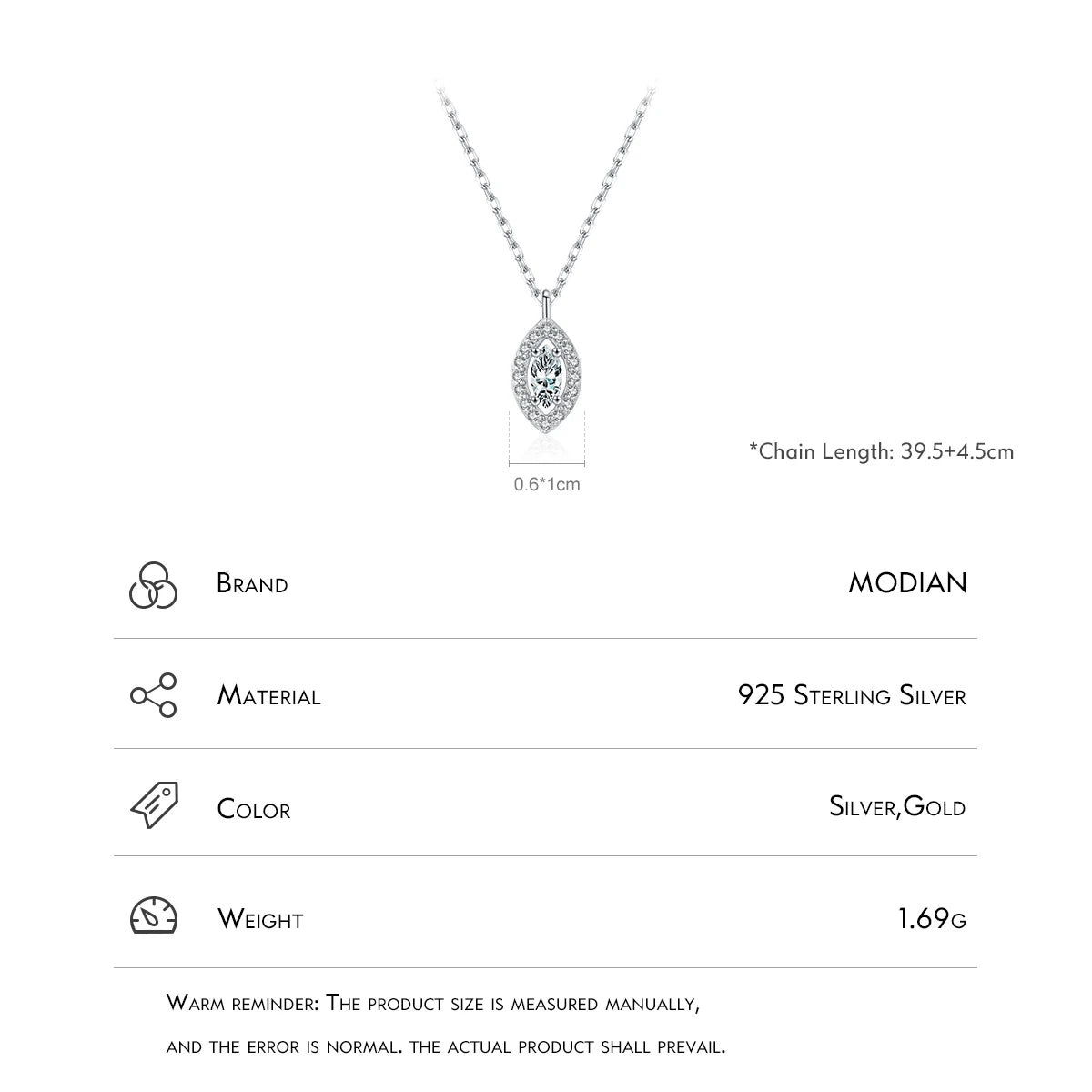 Ermania - MODIAN Sterling Silver Pendant Necklace