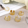 Ermania - 5pcs/set Retro Multi-element Leaf Geometric Ear Cuff - Ermania