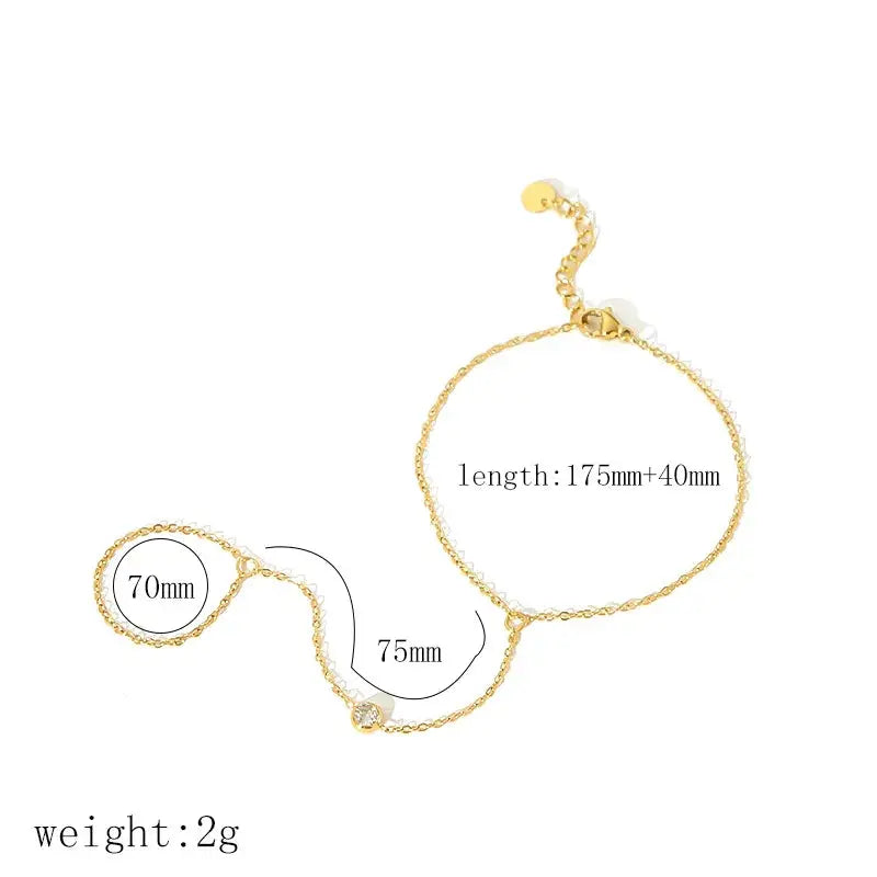 Ermania - 14K Yellow Gold Plated Stainless Steel Hand Chains Bracelet - Ermania