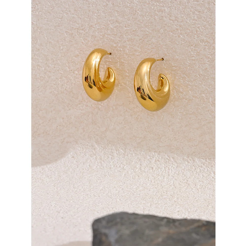 Ermania - Chunky Earrings, 18K Gold Plated