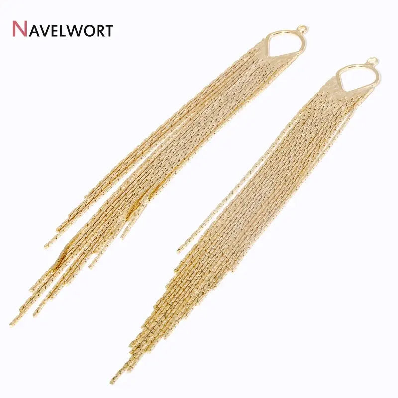 14K Gold Plated Brass Long Tassel Charms For Earring ERMANIA