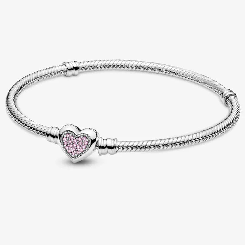 Ermania - Sterling Silver Love Heart Bracelet with Chain