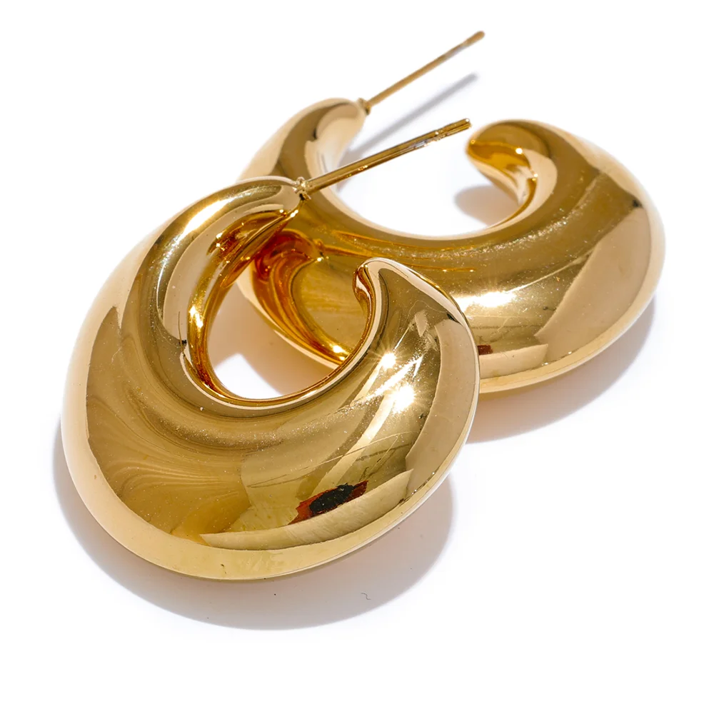Ermania - Chunky Earrings, 18K Gold Plated