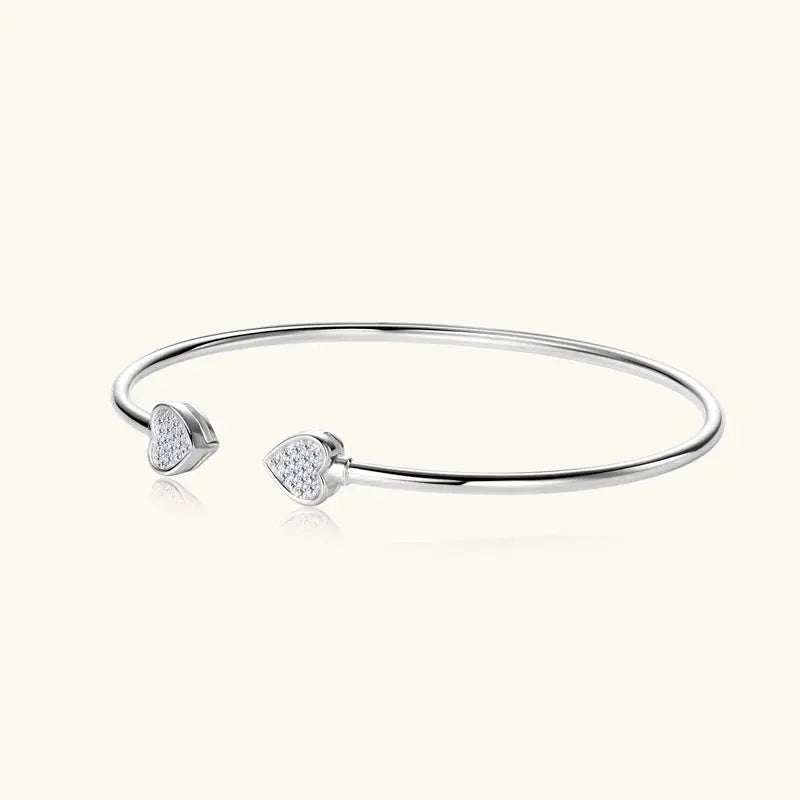 Ermane - Moissanite Bangle Cuff Real 925 Sterling Silver Bracelet - Ermania