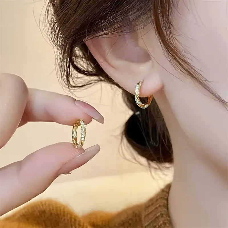 Ermania- Luxury Zircon Metal Hoop Earrings - Ermania