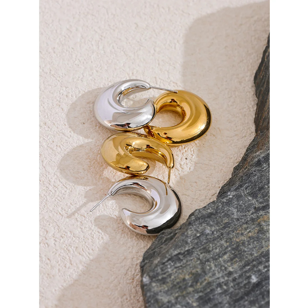 Ermania - Chunky Earrings, 18K Gold Plated