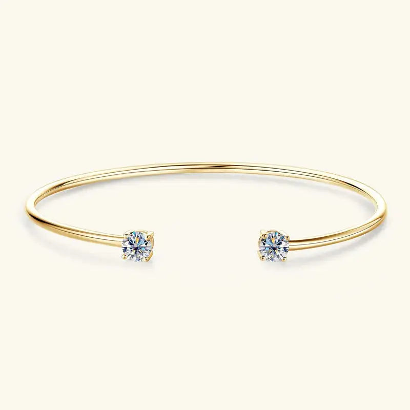 Ermane - Moissanite Bangle Cuff Real 925 Sterling Silver Bracelet - Ermania