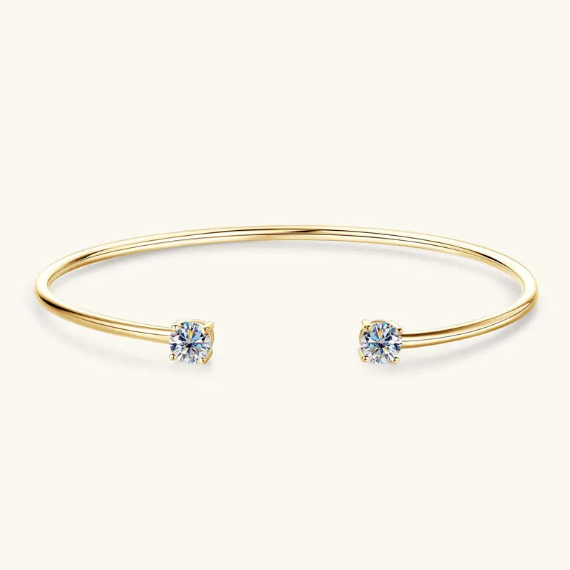 Ermane - Moissanite Bangle Cuff Real 925 Sterling Silver Bracelet