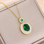 Ermania - Green Zircon Crystal Pendant Stainless Steel Necklaces - Ermania