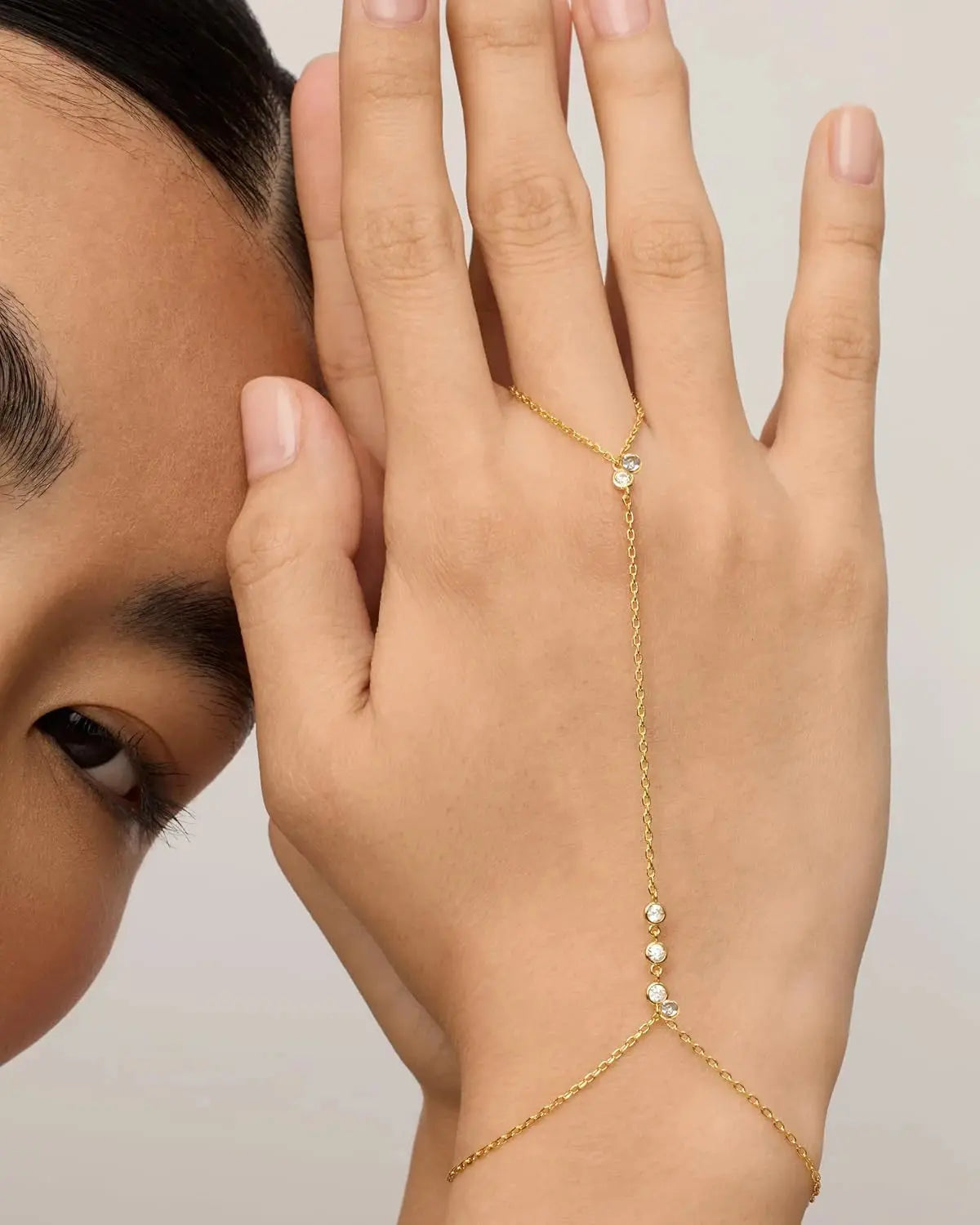 Ermania - 14K Yellow Gold Plated Stainless Steel Hand Chains Bracelet - Ermania