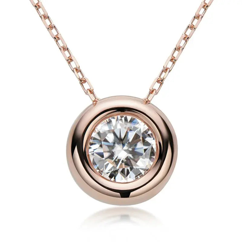 Ermania - Round Bezel Moissanite Pendant Necklace - Ermania
