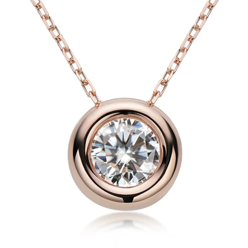Ermania - Round Bezel Moissanite Pendant Necklace