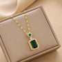 Ermania - Green Zircon Crystal Pendant Stainless Steel Necklaces - Ermania