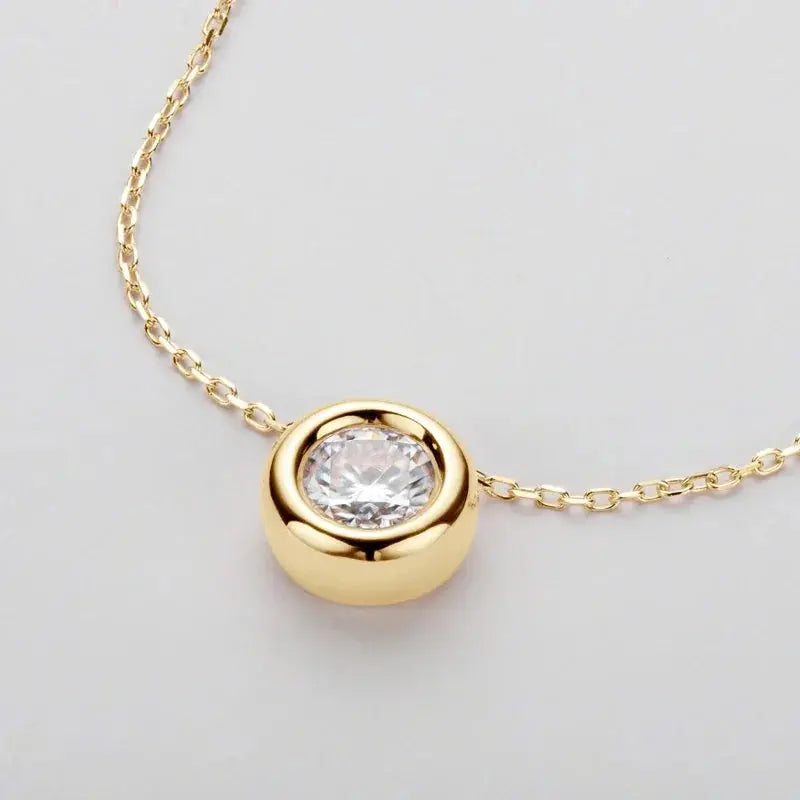 Ermania - Round Bezel Moissanite Pendant Necklace - Ermania