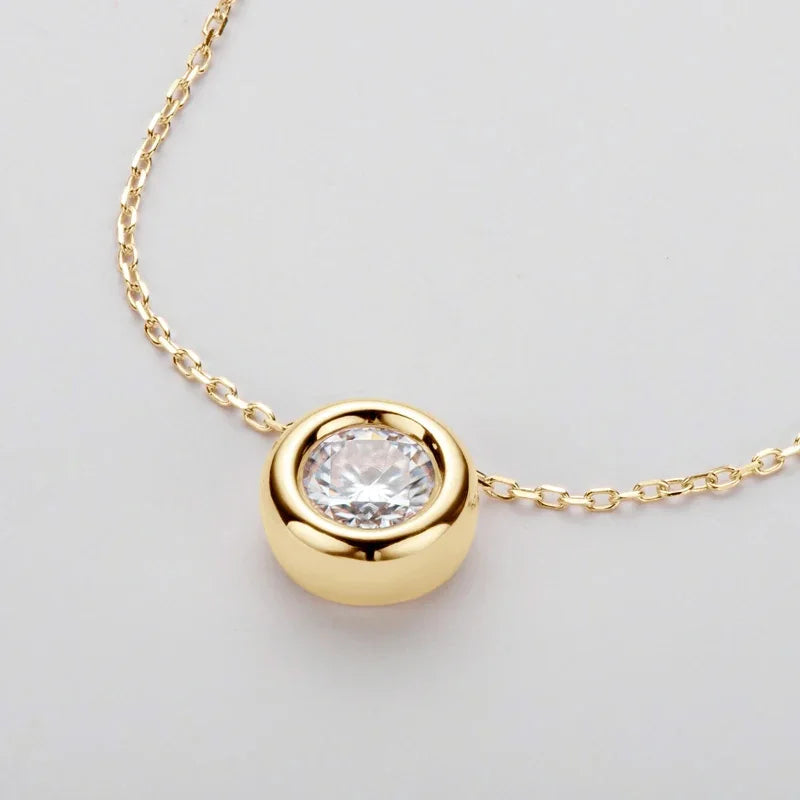 Ermania - Round Bezel Moissanite Pendant Necklace