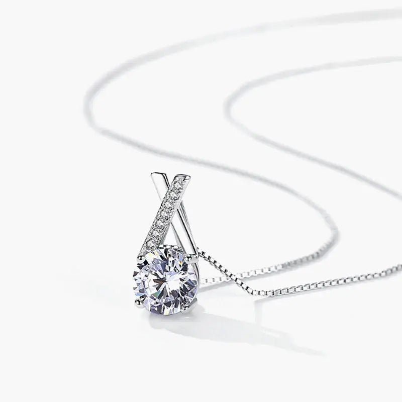 Ermania - Sterling Silver Luxury Zircon X-Shape Necklace - Ermania