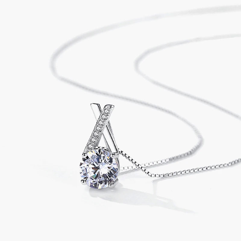 Ermania - Sterling Silver Luxury Zircon X-Shape Necklace